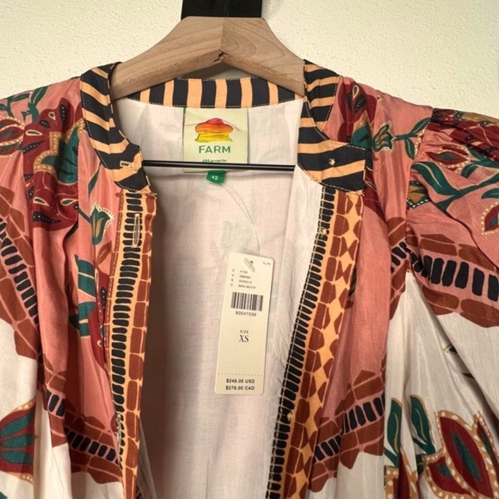 FARM Rio Riad Mini Dress in Brown Motif, size XS NWT - Picture 8 of 9